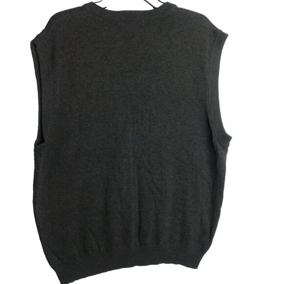 Chaps Ralph Lauren Size XL Hand Framed Gray Sweater Vest 100% Cotton - Picture 4 of 4